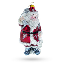 Load image into Gallery viewer, Classic Santa Claus Holding Bell Glass Christmas Ornament