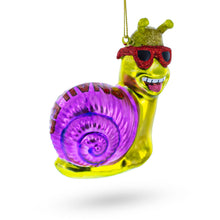 Load image into Gallery viewer, Cool Snail Sporting Sunglasses Glass Christmas Ornament