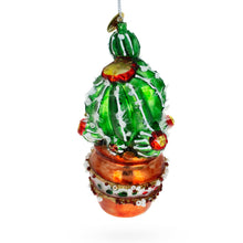 Load image into Gallery viewer, Decorated Cactus in a Pot Glass Christmas Ornament