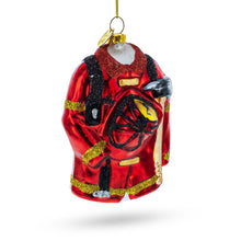 Load image into Gallery viewer, Heroic Fireman Uniform Glass Christmas Ornament