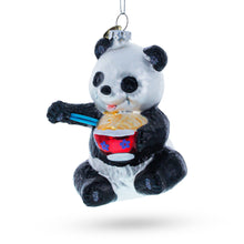 Load image into Gallery viewer, Panda Relishing Noodles Glass Christmas Ornament