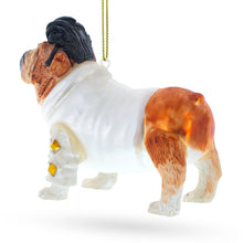 Load image into Gallery viewer, Elvis-Inspired Rock 'n' Roll Bulldog Glass Christmas Ornament