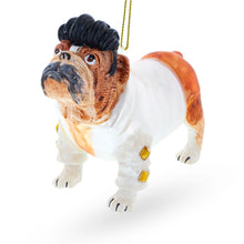 Load image into Gallery viewer, Elvis-Inspired Rock 'n' Roll Bulldog Glass Christmas Ornament
