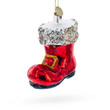 Load image into Gallery viewer, Santa Boot Glass Christmas Ornament