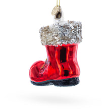 Load image into Gallery viewer, Santa Boot Glass Christmas Ornament
