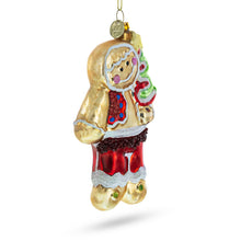Load image into Gallery viewer, Gingerbread with Christmas Tree Glass Ornament