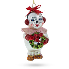 Load image into Gallery viewer, Snowwoman with Wreath Glass Christmas Ornament