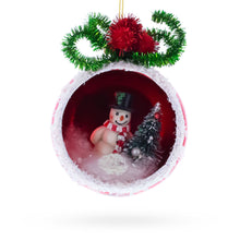 Load image into Gallery viewer, Festive Snowman and Christmas Tree Glass Ornament
