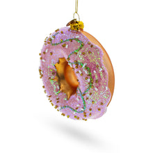Load image into Gallery viewer, Pink Glazed Donut Glass Christmas Ornament