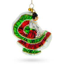 Load image into Gallery viewer, Mexican Folklorico Dancer Glass Christmas Ornament