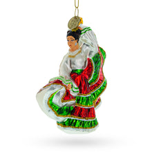 Load image into Gallery viewer, Mexican Folklorico Dancer Glass Christmas Ornament