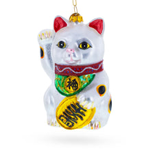 Load image into Gallery viewer, Japanese Lucky Maneki Cat Glass Christmas Ornament