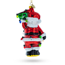 Load image into Gallery viewer, Santa with Festive Lights Glass Christmas Ornament