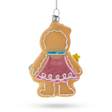 Load image into Gallery viewer, Sweet Gingerbread Girl in Festive Attire Glass Christmas Ornament