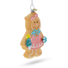 Load image into Gallery viewer, Sweet Gingerbread Girl in Festive Attire Glass Christmas Ornament