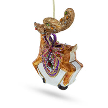 Load image into Gallery viewer, Fancy Reindeer Glass Christmas Ornament