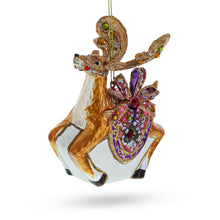 Load image into Gallery viewer, Fancy Reindeer Glass Christmas Ornament