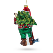 Load image into Gallery viewer, Lumberjack Santa Glass Christmas Ornament