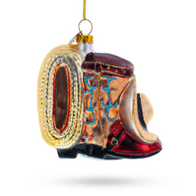 Load image into Gallery viewer, Cowboy Boots and Hat Glass Christmas Ornament