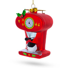 Load image into Gallery viewer, Vintage Red Espresso Machine Glass Christmas Ornament