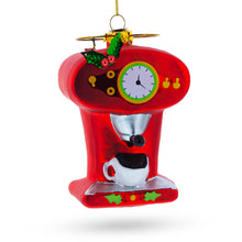 Load image into Gallery viewer, Vintage Red Espresso Machine Glass Christmas Ornament