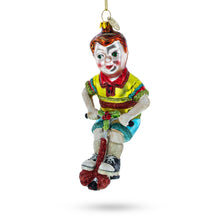 Load image into Gallery viewer, Vintage Style Boy on Pogo Stick Glass Christmas Ornament