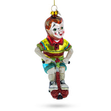Load image into Gallery viewer, Vintage Style Boy on Pogo Stick Glass Christmas Ornament