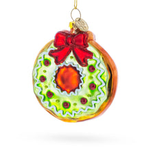 Load image into Gallery viewer, Frosted Green Donut Glass Christmas Ornament