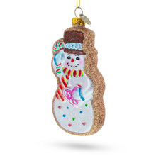 Load image into Gallery viewer, Festive Snowman Cookie Glass Christmas Ornament