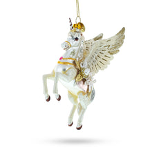 Load image into Gallery viewer, White Unicorn Glass Christmas Ornament