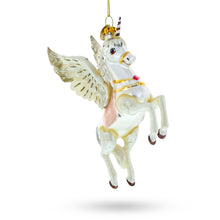 Load image into Gallery viewer, White Unicorn Glass Christmas Ornament