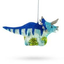 Load image into Gallery viewer, Glittered Dinosaur Glass Christmas Ornament