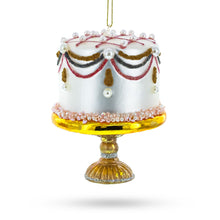 Load image into Gallery viewer, Pearl-Adorned Celebration Cake Glass Christmas Ornament
