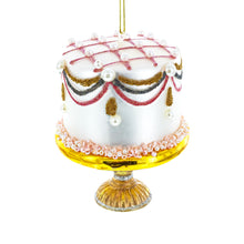 Load image into Gallery viewer, Pearl-Adorned Celebration Cake Glass Christmas Ornament