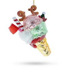 Load image into Gallery viewer, Holiday Ice Cream Glass Christmas Ornament