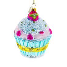 Load image into Gallery viewer, Cupcake with Glitter Accents Glass Christmas Ornament