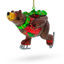 Load image into Gallery viewer, Skating Bear Glass Christmas Ornament