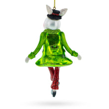 Load image into Gallery viewer, Alice in Wonderland A Dancing Hare Glass Christmas Ornament
