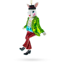 Load image into Gallery viewer, Alice in Wonderland A Dancing Hare Glass Christmas Ornament