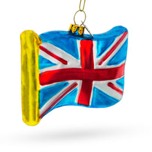 Load image into Gallery viewer, Waving Flag of United Kingdom Glass Christmas Ornament