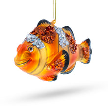 Load image into Gallery viewer, Clownfish in Sparkle Glass Christmas Ornament