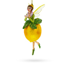 Load image into Gallery viewer, Enchanting Citrus Lemon Fairy Glass Christmas Ornament