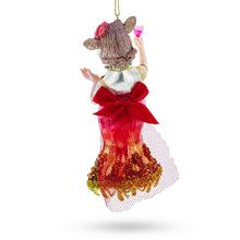 Load image into Gallery viewer, Pink-Dressed Cow with Wine Glass  Christmas Ornament