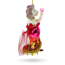 Load image into Gallery viewer, Pink-Dressed Cow with Wine Glass  Christmas Ornament