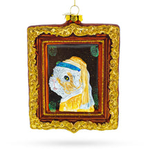 Load image into Gallery viewer, Dog as 'Girl with a Pearl Earring' Painting Glass Christmas Ornament