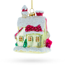 Load image into Gallery viewer, Winter Wonderland Snow-Covered House Glass Christmas Ornament