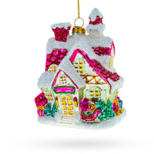 Load image into Gallery viewer, Winter Wonderland Snow-Covered House Glass Christmas Ornament
