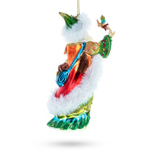 Load image into Gallery viewer, Woodland Santa with Birds Glass Christmas Ornament