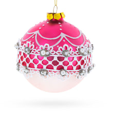 Load image into Gallery viewer, Elegant Laced Pink Glass Christmas Ornament