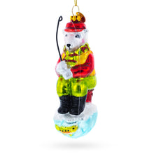 Load image into Gallery viewer, Polar Bear Ice Fishing Glass Christmas Ornament